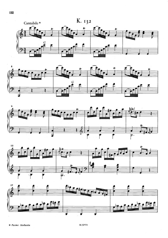 Partitura da música Keyboard Sonata In C Major K.132