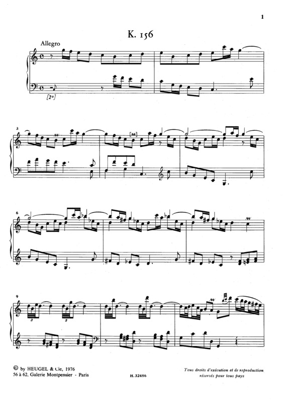 Partitura da música Keyboard Sonata In C Major K.156
