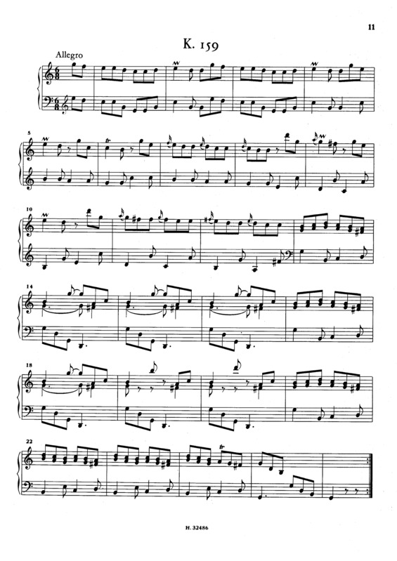 Partitura da música Keyboard Sonata In C Major K.159