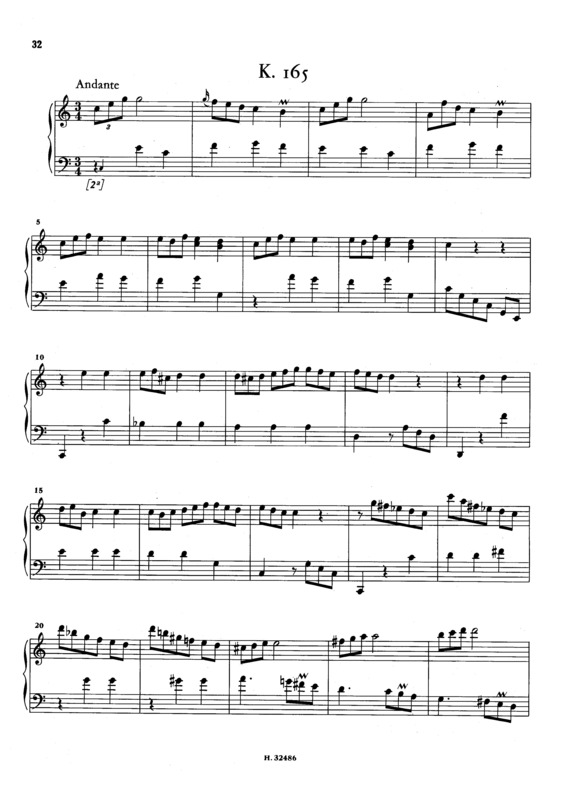 Partitura da música Keyboard Sonata In C Major K.165