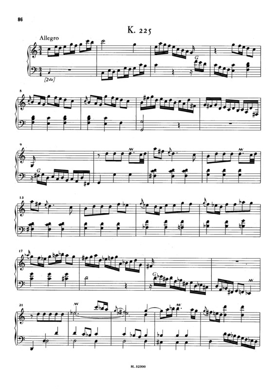 Partitura da música Keyboard Sonata In C Major K.225