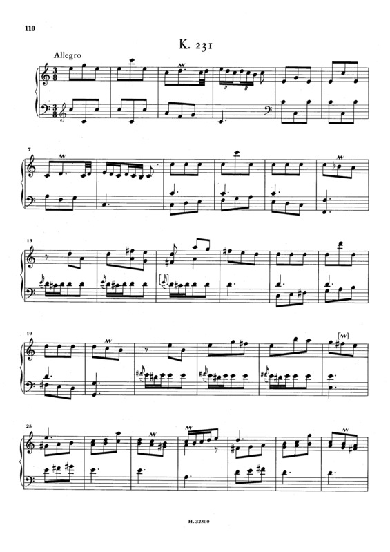 Partitura da música Keyboard Sonata In C Major K.231