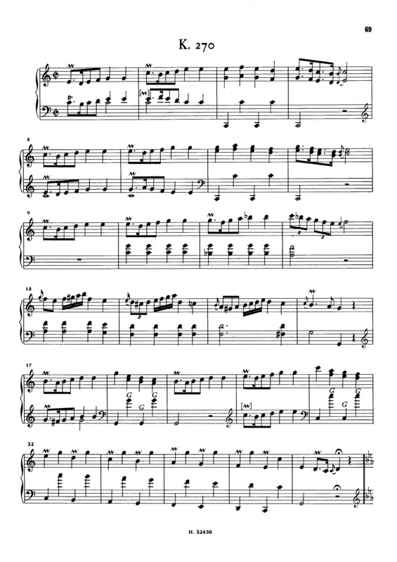 Partitura da música Keyboard Sonata In C Major K.270