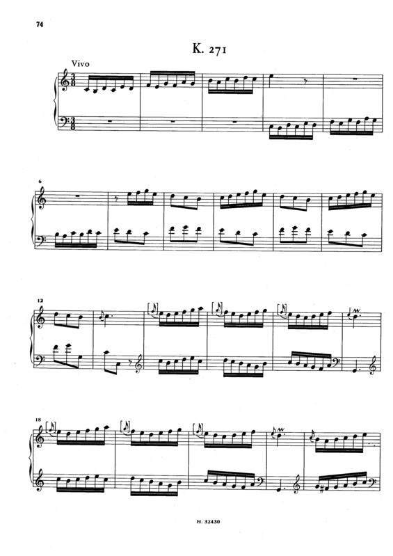 Partitura da música Keyboard Sonata In C Major K.271
