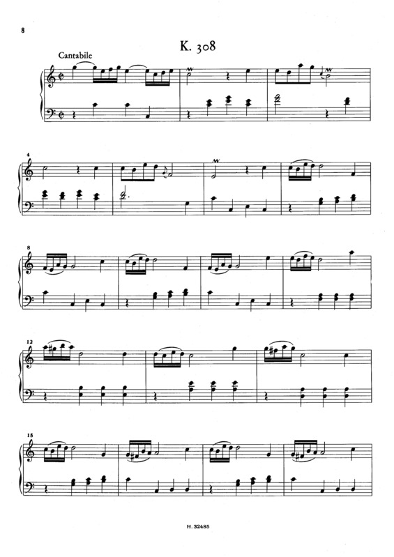 Partitura da música Keyboard Sonata In C Major K.308