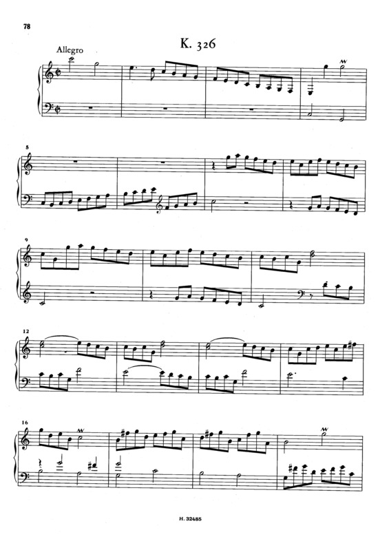 Partitura da música Keyboard Sonata In C Major K.326