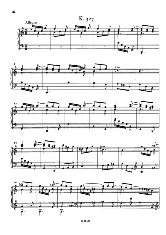Partitura da música Keyboard Sonata In C Major K.327