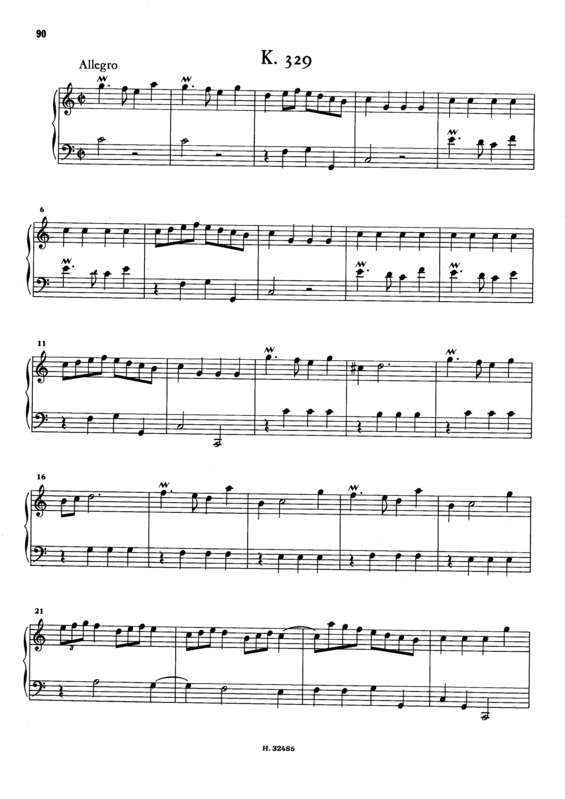 Partitura da música Keyboard Sonata In C Major K.329