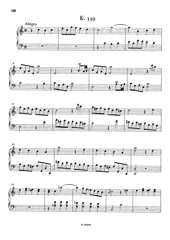 Partitura da música Keyboard Sonata In C Major K.339