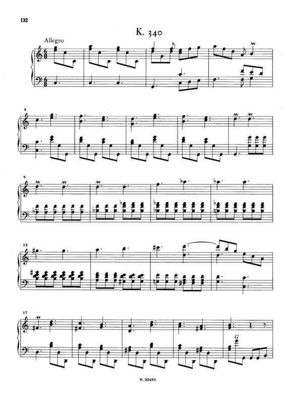 Partitura da música Keyboard Sonata In C Major K.340