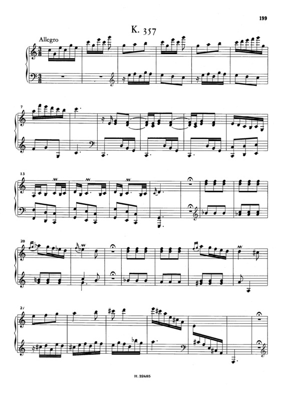 Partitura da música Keyboard Sonata In C Major K.357