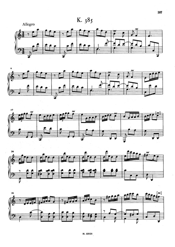 Partitura da música Keyboard Sonata In C Major K.385