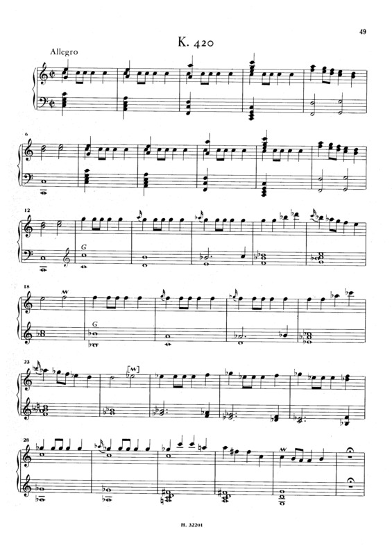 Partitura da música Keyboard Sonata In C Major K.420