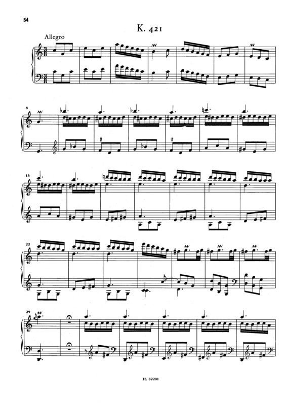 Partitura da música Keyboard Sonata In C Major K.421