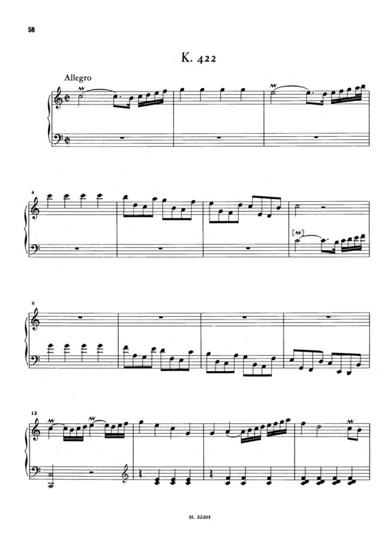 Partitura da música Keyboard Sonata In C Major K.422