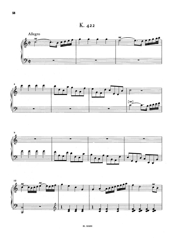 Partitura da música Keyboard Sonata In C Major K.422