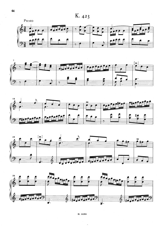 Partitura da música Keyboard Sonata In C Major K.423