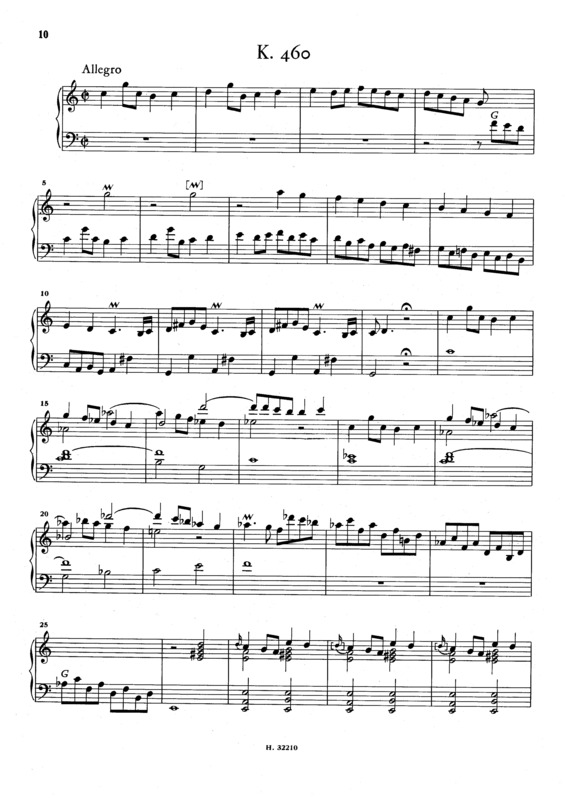 Partitura da música Keyboard Sonata In C Major K.461