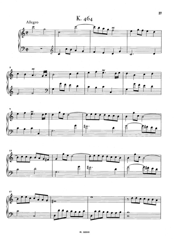 Partitura da música Keyboard Sonata In C Major K.464