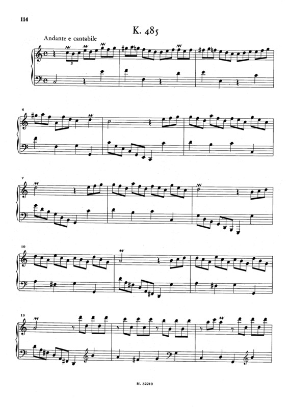 Partitura da música Keyboard Sonata In C Major K.485