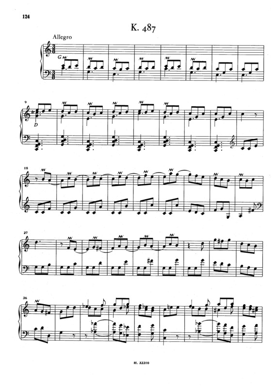 Partitura da música Keyboard Sonata In C Major K.487