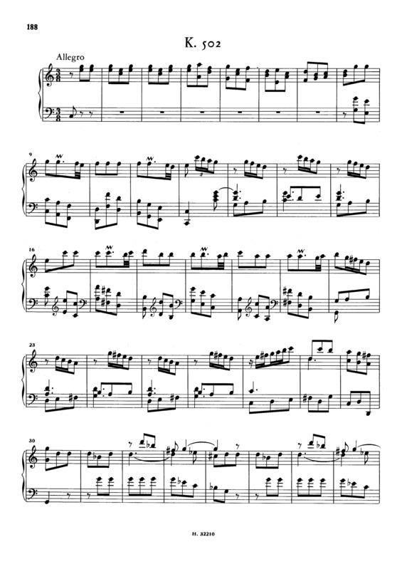 Partitura da música Keyboard Sonata In C Major K.502
