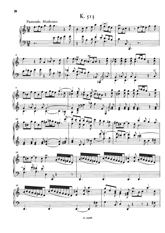 Partitura da música Keyboard Sonata In C Major K.513
