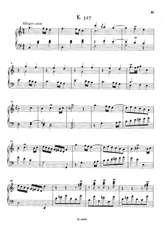 Partitura da música Keyboard Sonata In C Major K.527