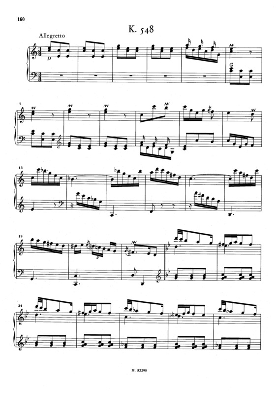 Partitura da música Keyboard Sonata In C Major K.548