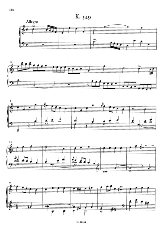 Partitura da música Keyboard Sonata In C Major K.549