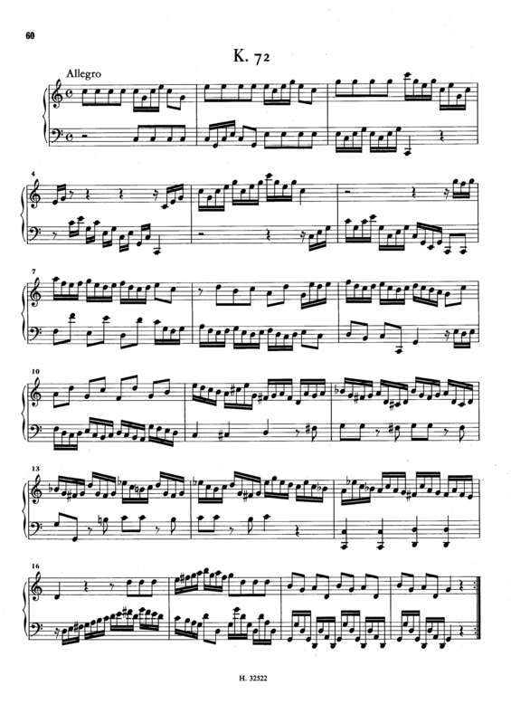 Partitura da música Keyboard Sonata In C Major K.72