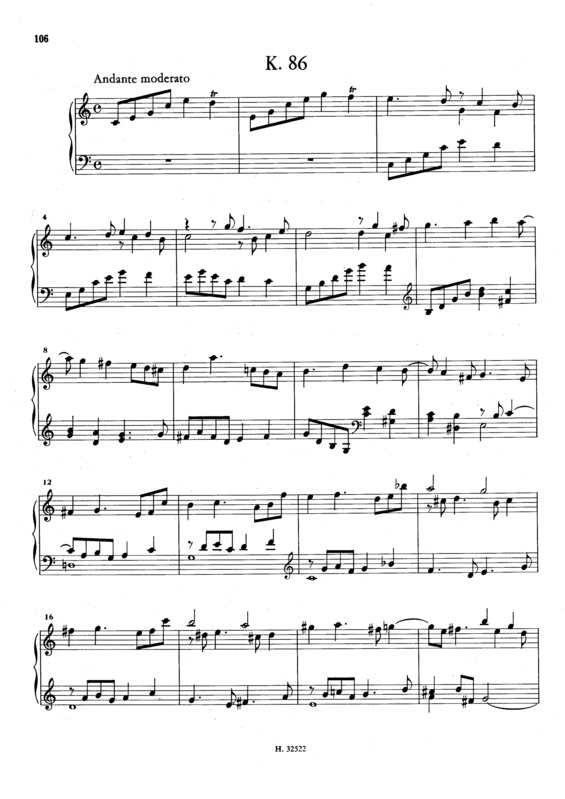 Partitura da música Keyboard Sonata In C Major K.86