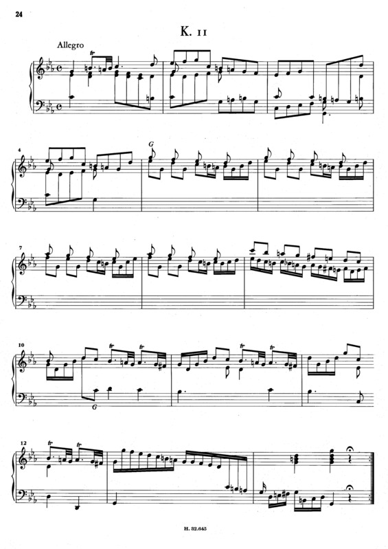 Partitura da música Keyboard Sonata In C Minor K.11