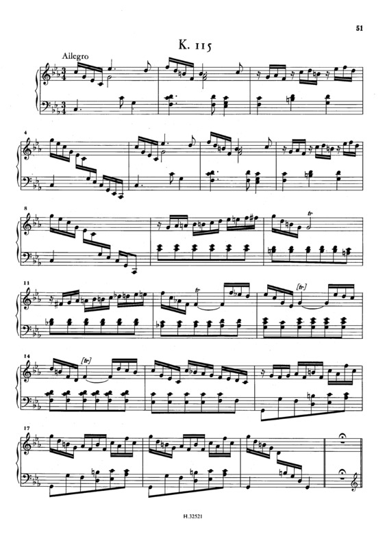 Partitura da música Keyboard Sonata In C Minor K.115