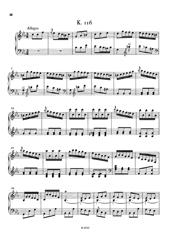 Partitura da música Keyboard Sonata In C Minor K.116