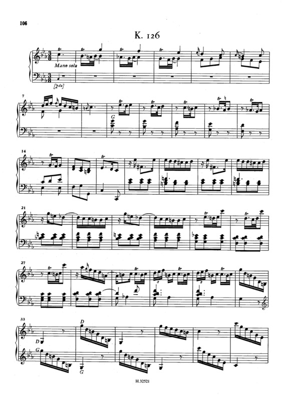 Partitura da música Keyboard Sonata In C Minor K.126
