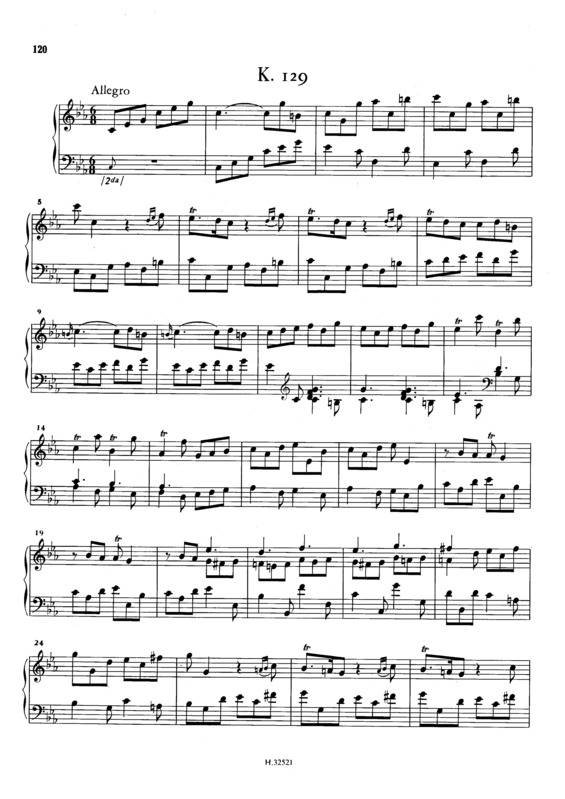 Partitura da música Keyboard Sonata In C Minor K.129
