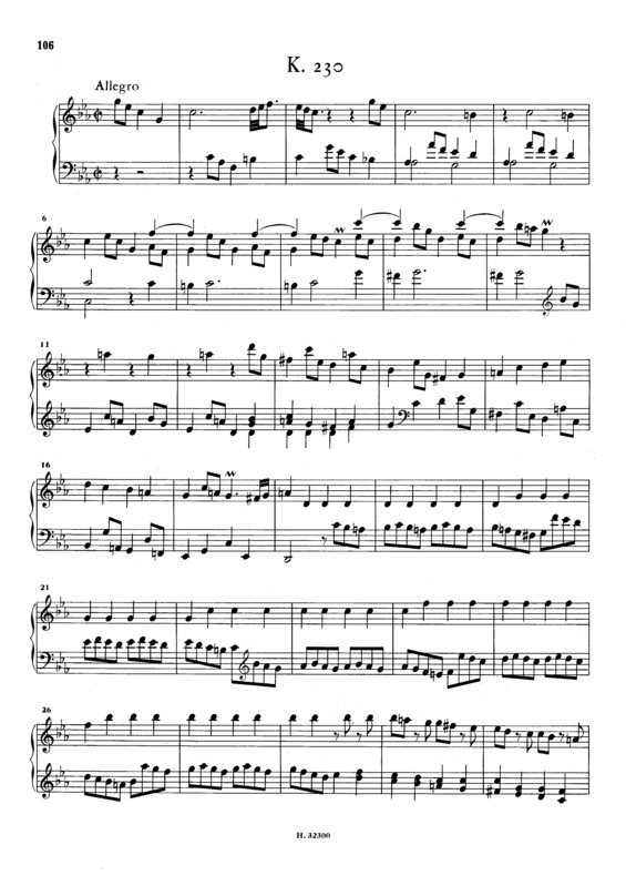 Partitura da música Keyboard Sonata In C Minor K.230