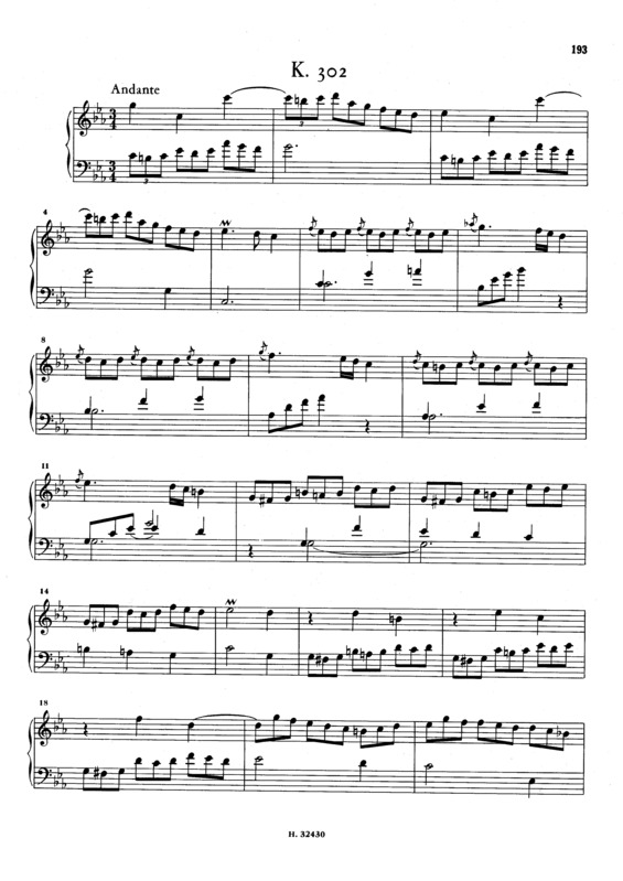 Partitura da música Keyboard Sonata In C Minor K.302