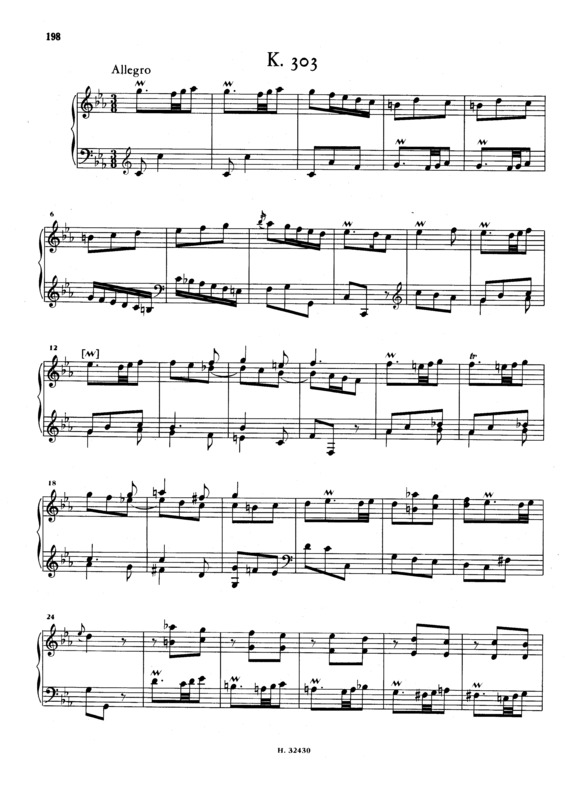 Partitura da música Keyboard Sonata In C Minor K.303