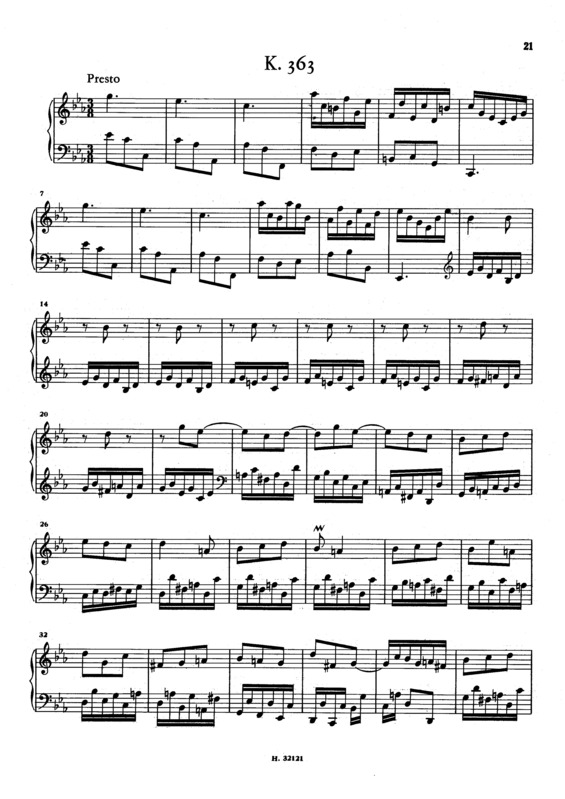 Partitura da música Keyboard Sonata In C Minor K.363