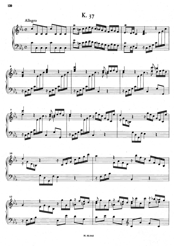 Partitura da música Keyboard Sonata In C Minor K.37