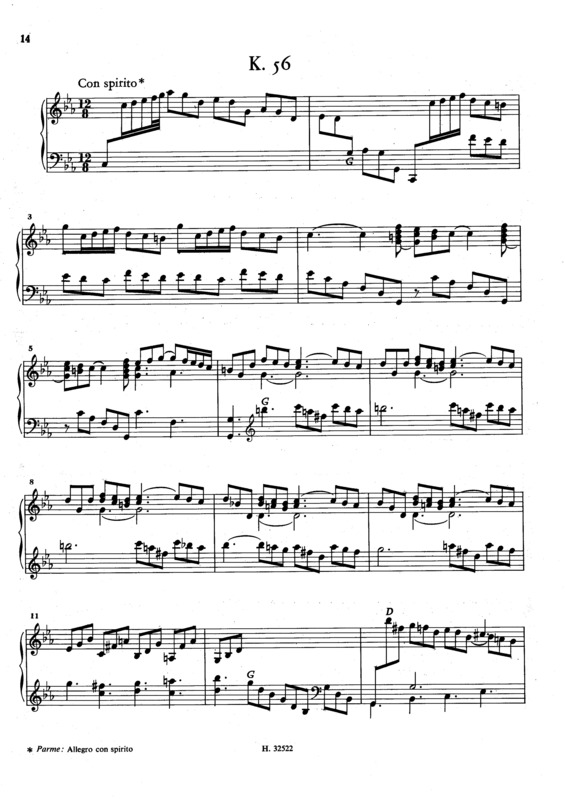 Partitura da música Keyboard Sonata In C Minor K.56