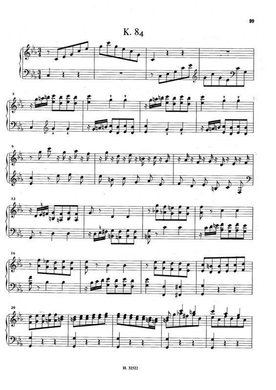 Partitura da música Keyboard Sonata In C Minor K.84