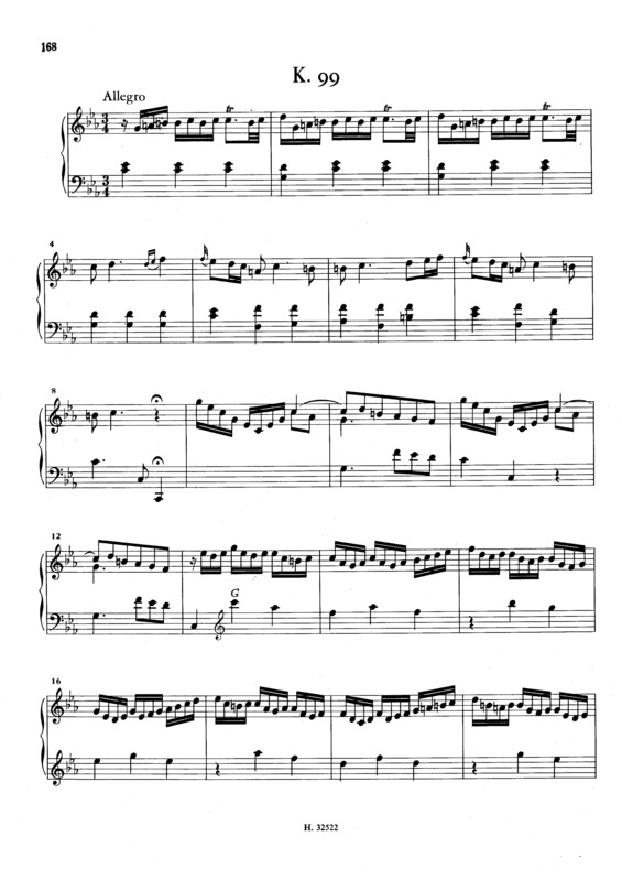 Partitura da música Keyboard Sonata In C Minor K.99