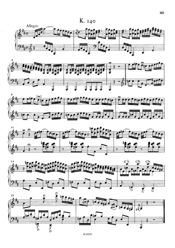 Partitura da música Keyboard Sonata In D Major K.140