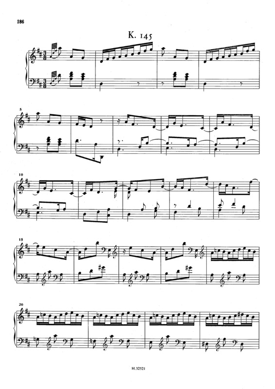 Partitura da música Keyboard Sonata In D Major K.145
