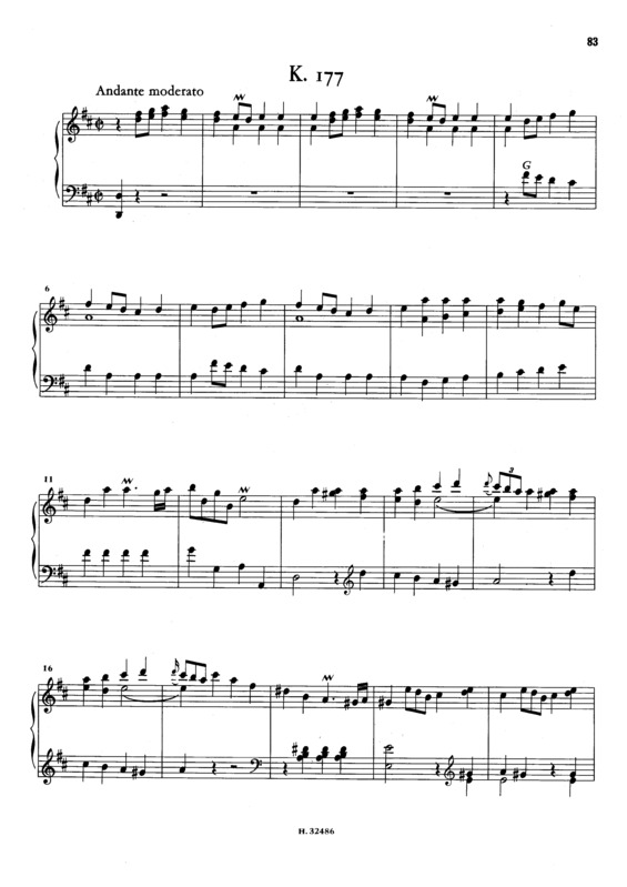 Partitura da música Keyboard Sonata In D Major K.177