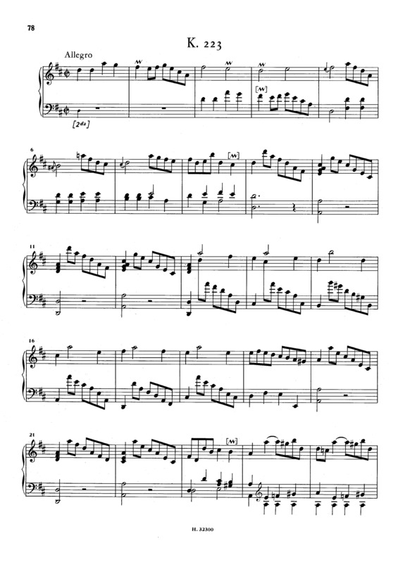 Partitura da música Keyboard Sonata In D Major K.223