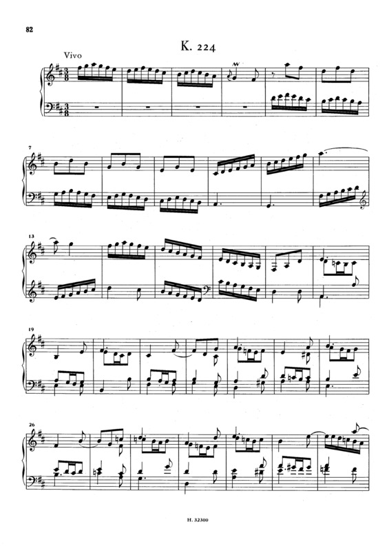 Partitura da música Keyboard Sonata In D Major K.224